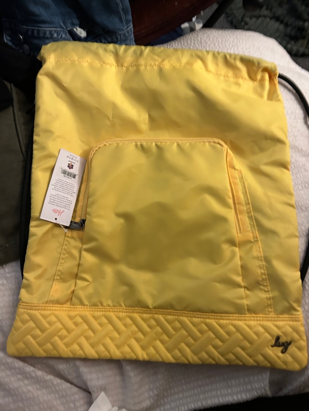 Lug Yellow Quilted Drawstring Backpack